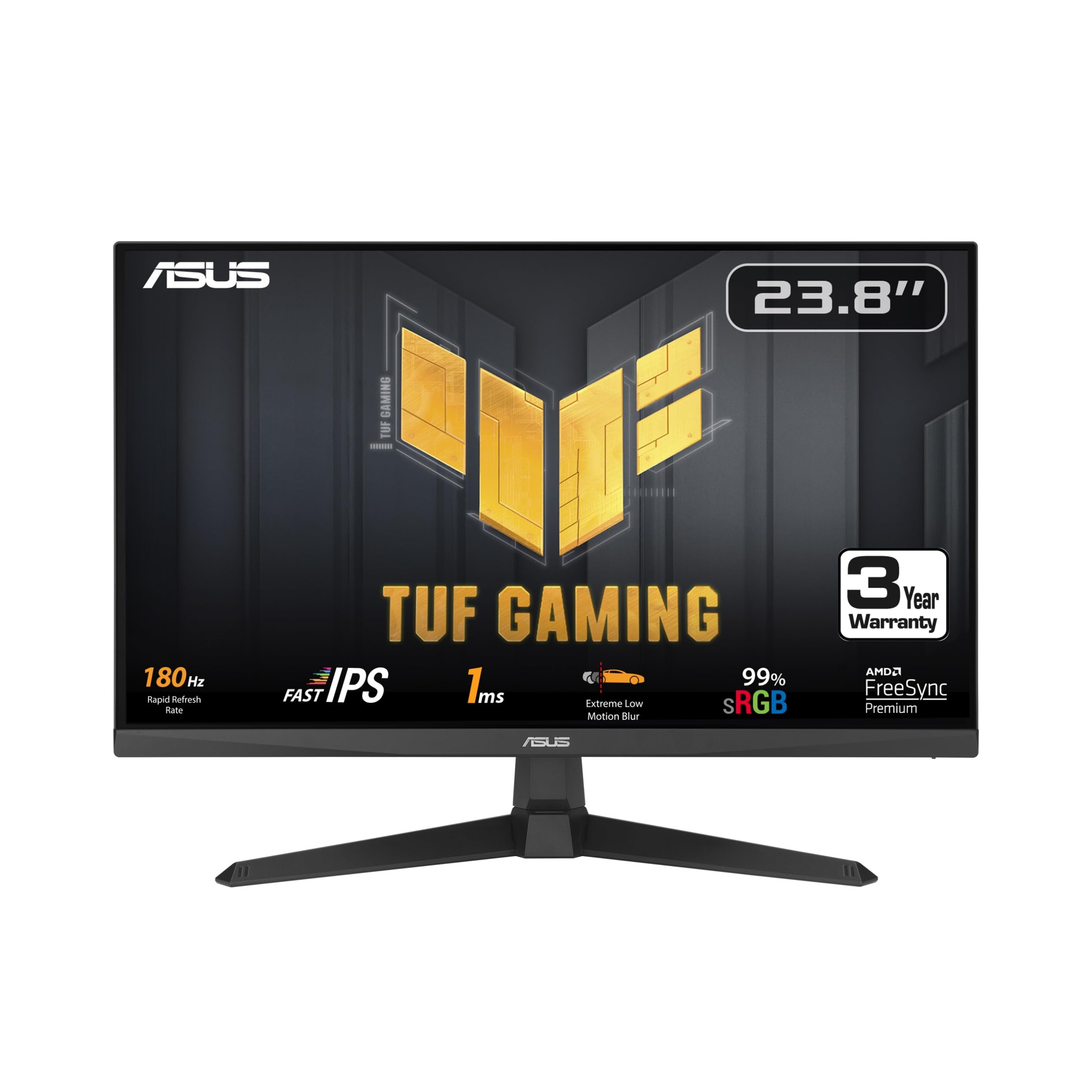 

Монітор ASUS Tuf Gaming 1080P Full HD 180 Гц 1 мс Висока швидкість Наднизький час відгуку Freesync Змінний Чорний 24 (23.8 Видимий) IPS, Розмиття, Преміум, чорний