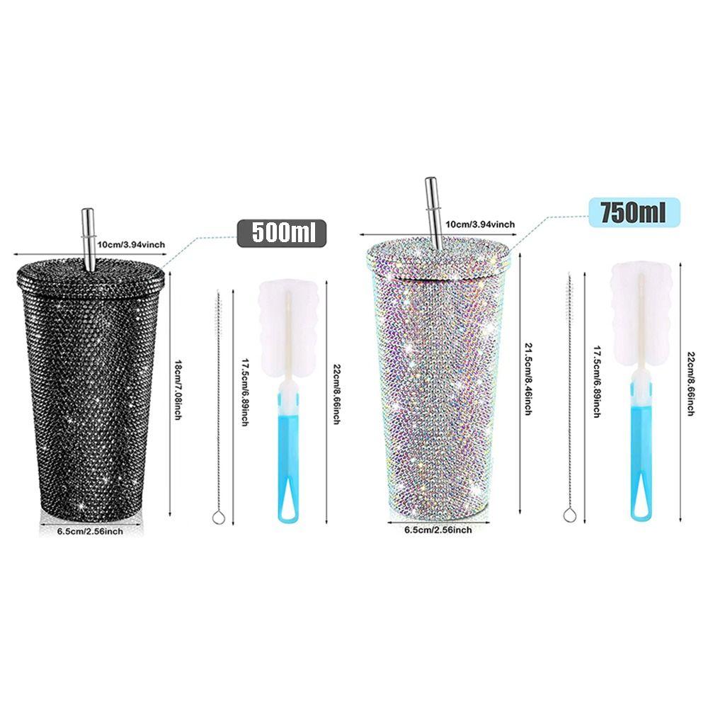 Insulated Glitter Coffee Cup 500ml/750ml Stainless Steel Water Bottle  Girl