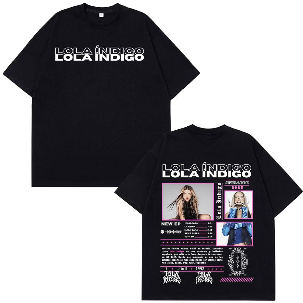 

Singer Lola Indigo Tour 2025 Graphic Punk T Shirts Men Women Vintage High Quality Oversized Cotton Fashion Comfort T-shirt Tops S разноцветный