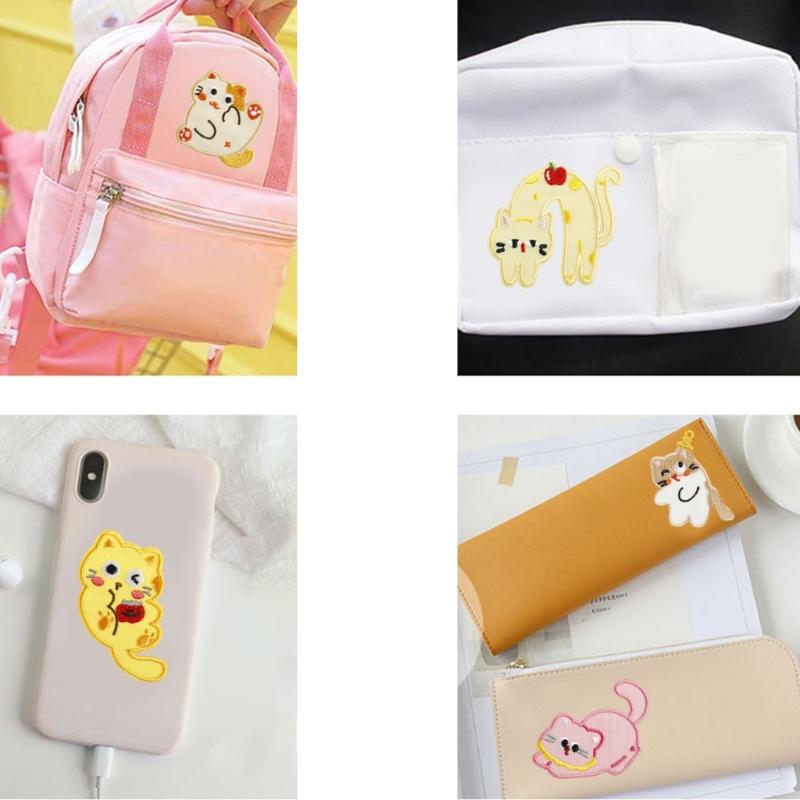 6 Pcs Cartoon Animal Embroidered Patches Cats Iron on Patches Clothing Patches Kitten Sewing Patches for Clothes Bag