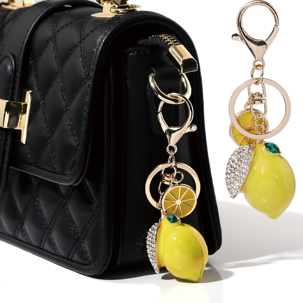Delicious Fruit Rhinestone Lemon Keychain Ornaments For Men And Women Wallet Bag Party Pendant Jewelry Ldeal Gift For Friends