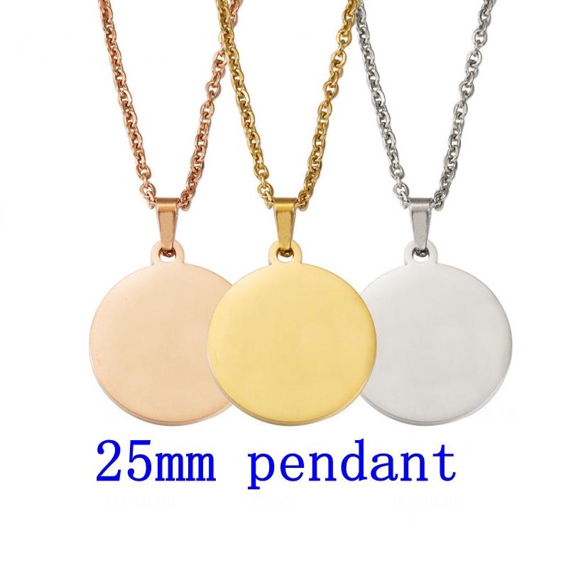 10pcs 45cm 50cm 60cm Simple 304 Stainless Steel Glossy Disc Necklace For Women Pendant Necklace