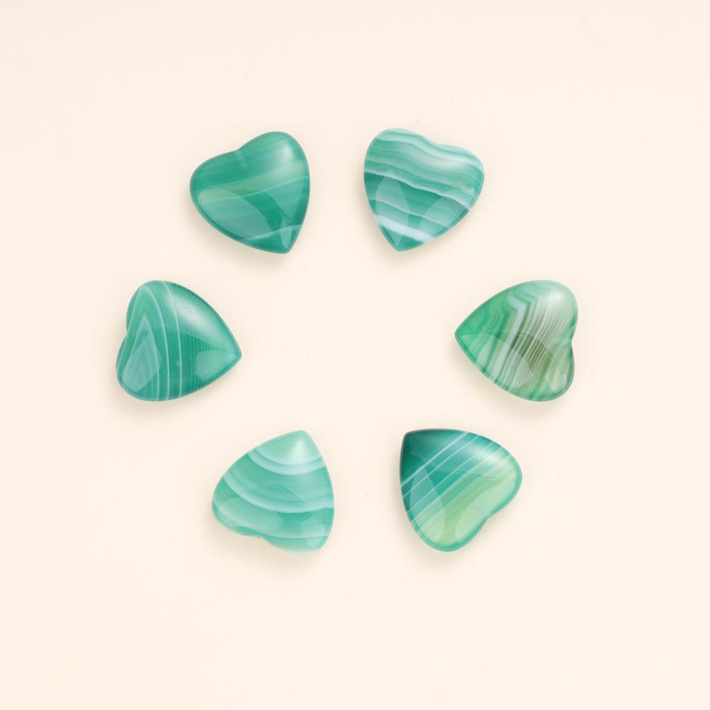Love Heart Line Green Agate Healing Power Stone Heart Necklace for Women [KOAI]