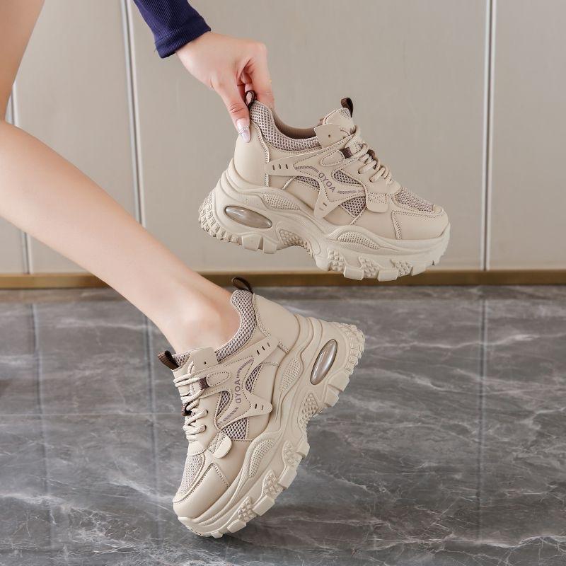 Inner heightening leather dad shoes women's fashion shoes 2026 autumn new thick-soled versatile casual sports women's shoes