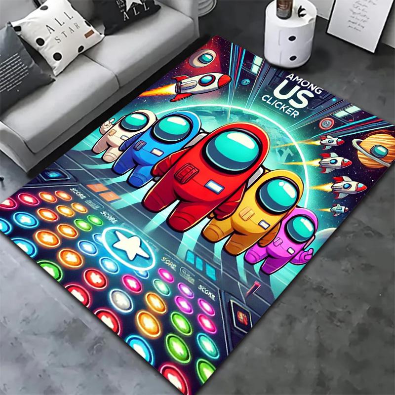 Tappeto Among Us per Soggiorno Camera da Letto Casa Decorazione Divano, Tappetino Antiscivolo per Giochi Bambini