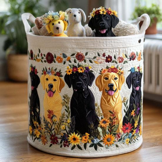 Quilted Laundry Basket Foldable Boho Fabric Laundry Hamper Cute Cat Storage Basket for Clothes Toys Blankets Nursery Bedroom