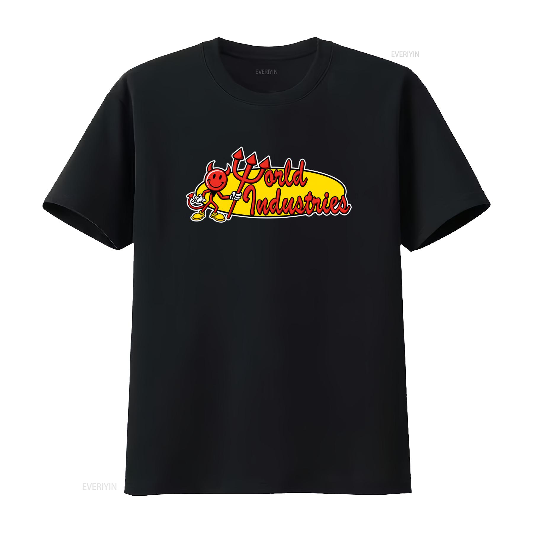 

World Industries Devil Man T Shirt for Men Cool Red Design with Trident Perfect Skateboarders and Fans of Unique Streetwear 4XL