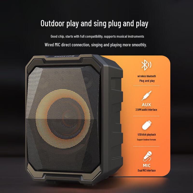 Philips SD308 Portable Karaoke Bluetooth Speaker with Dual Microphones