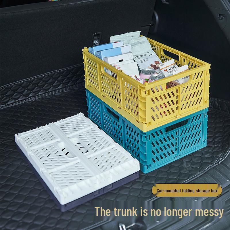 Folding Plastic Storage Basket: Creative, Stackable Organizer for Desk, Snacks, or Stationery.