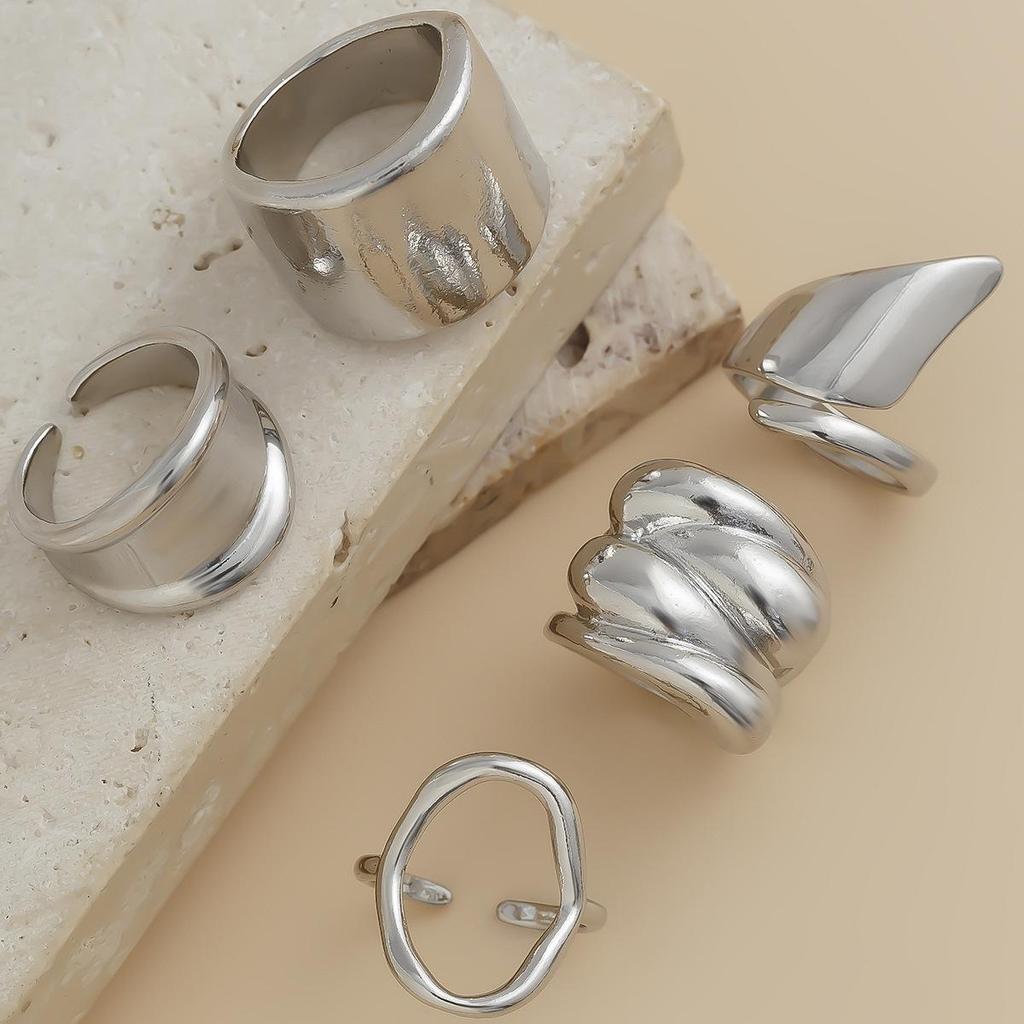 Retro Punk Exaggerated Open Finger Rings for Women Men Geometric Gold Silver Color Knuckle Joint Ring Set 2025 New Jewelry Accessories
