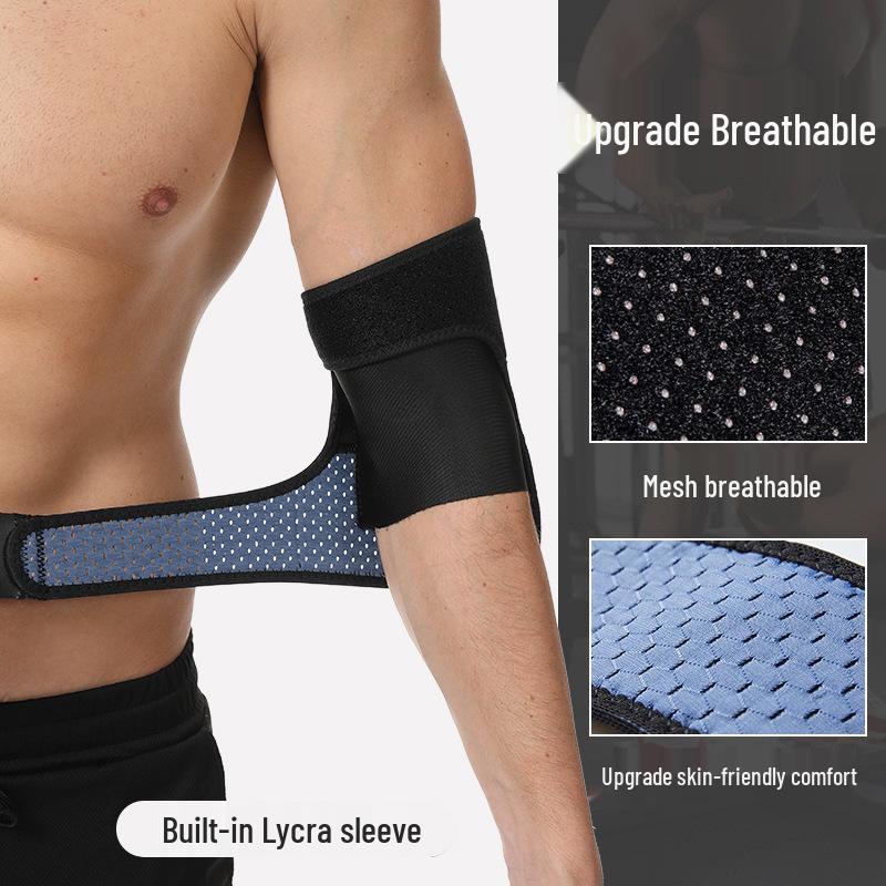 

Men s Training Elbow Sleeve: Compression Support for Fitness, Bench Press, and Joint Protection. Blue-Black, Sweat-absorbent Breathable Fabric