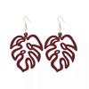 RSAMD Wood Hollow Leaf Statement Earrings for Women Wooden Fashion Unique Jewelry-Red
