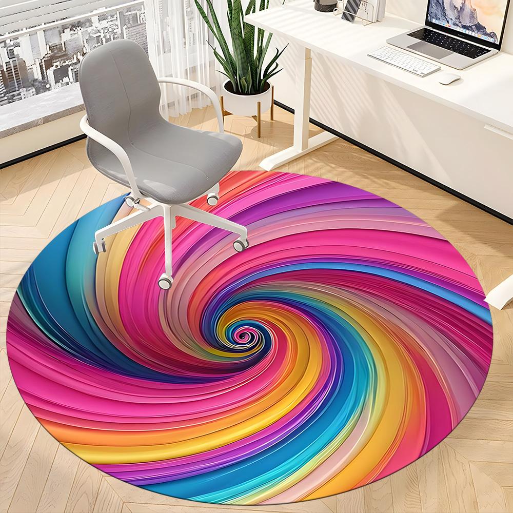 1pc Colorful Swirl Pattern Chair Carpet for Office Non-Slip, Machine Washable Rug for Office, Room - Holiday Decor, Machine Made Yy251016105