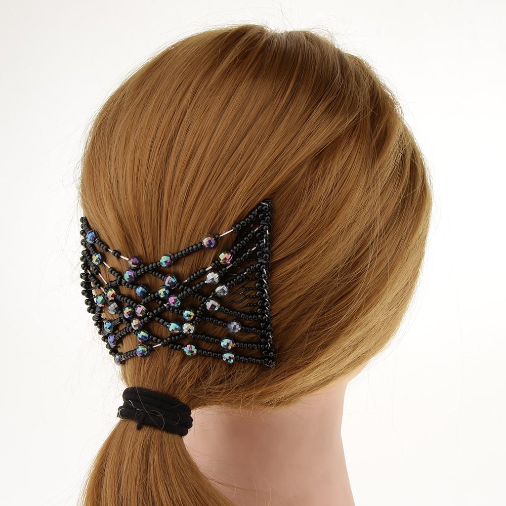 Buy Double Hair Comb Clip Magic Beads Elastic Stretchy Holder Jewelry