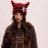 Y2K Cat's Ears Knitted Hat Star Woolen Hat Cute Warm Cap  Women