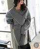 Kobe Lettuce Sweater and Knit Set with Top and Front and Back Long Elegant and Cute Outfit M Mocha Women's Dress, 2-Piece Cache-Coeur Two-Way Sweater,