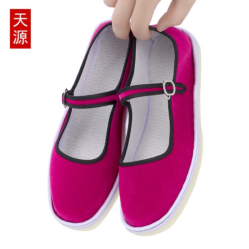 Old Beijing cloth shoes flat-heeled sewn shoes low-top lasagna bottom shallow mouth flat-soled rubber sole mother ethnic style cloth shoes