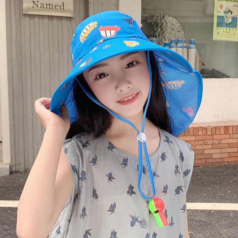 Summer Hats For Children Girls Boys Outdoor Sunshade Neck Sun Protection Breathable Big Brim Sun Hat Beach Accessories Sunhat