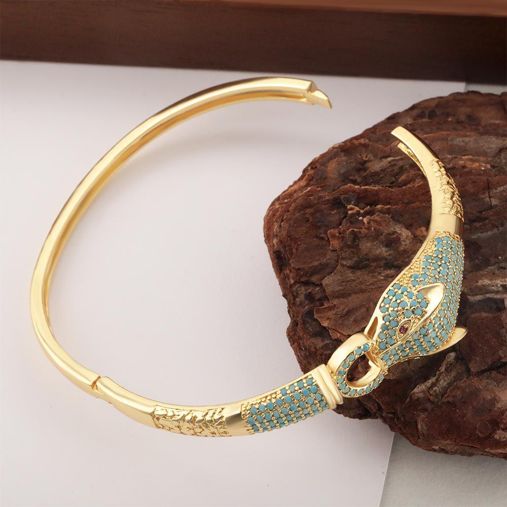 European and American Retro New Leopard Bracelet Exaggerated Trendy Zircon Leopard Open Bracelet Bracelet