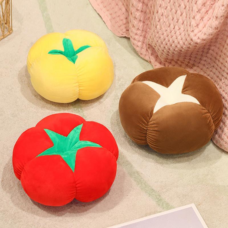 Cuscino Peluche Pomodoro Fungo 25-45Cm Morbido Giocattolo Ripieno di Verdura Comodo Cuscino per Divano Frutto Cachi Regalo per Fidanzata