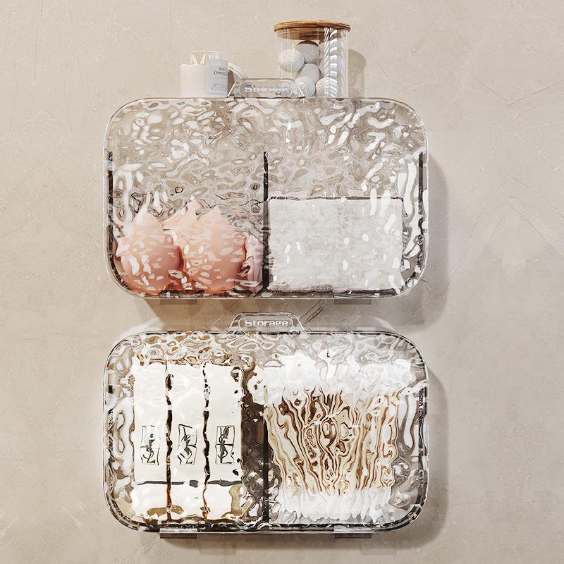 Wall-Mounted Transparent Storage Box for Cotton Pads, Lipstick, Rubber Bands, and Swabs