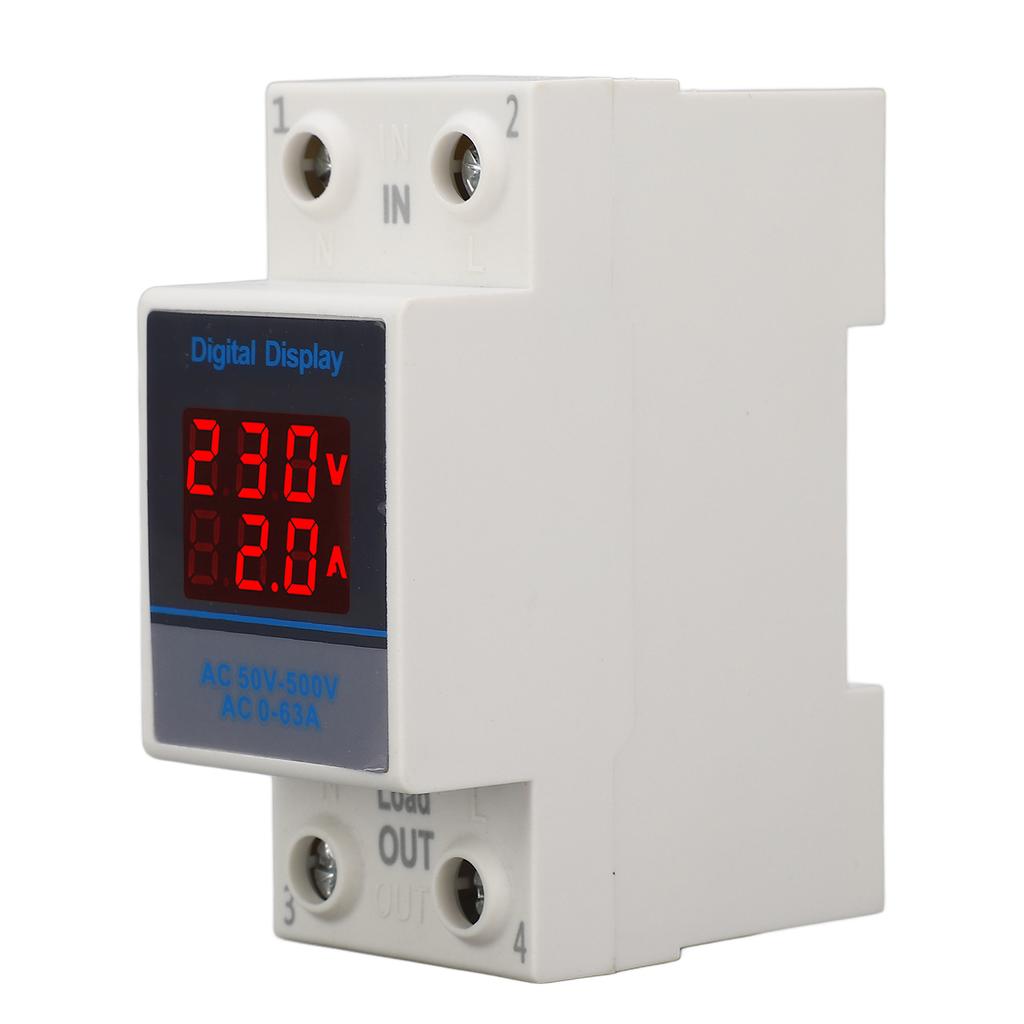 Voltage Current Meter Din Rail Double Display Display Monitor Single Phase Household with