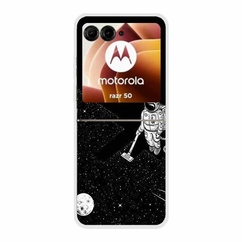 For Moto Razr 50 Case Clear Plastic Hard Painted Space Transparent Phone Covers for Motorola Razr 60 50 Coque Razr 2024 PC Cases