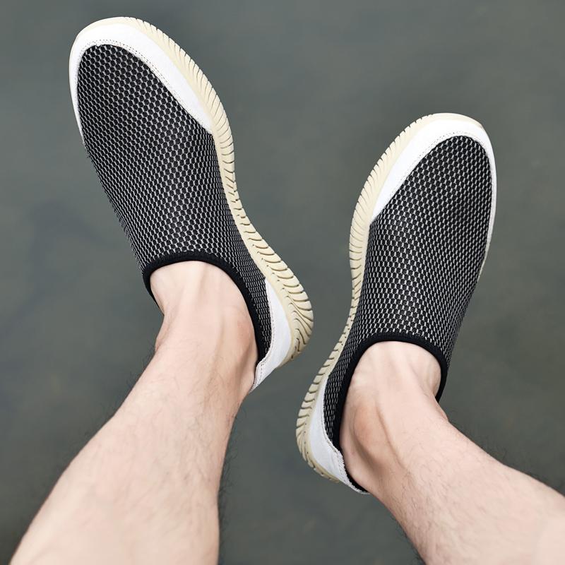 Męskie buty bez sznurówek Letnie oddychające cienkie leniwe wsuwane siateczkowe buty codzienne męskie nowe wsuwane siateczkowe buty
