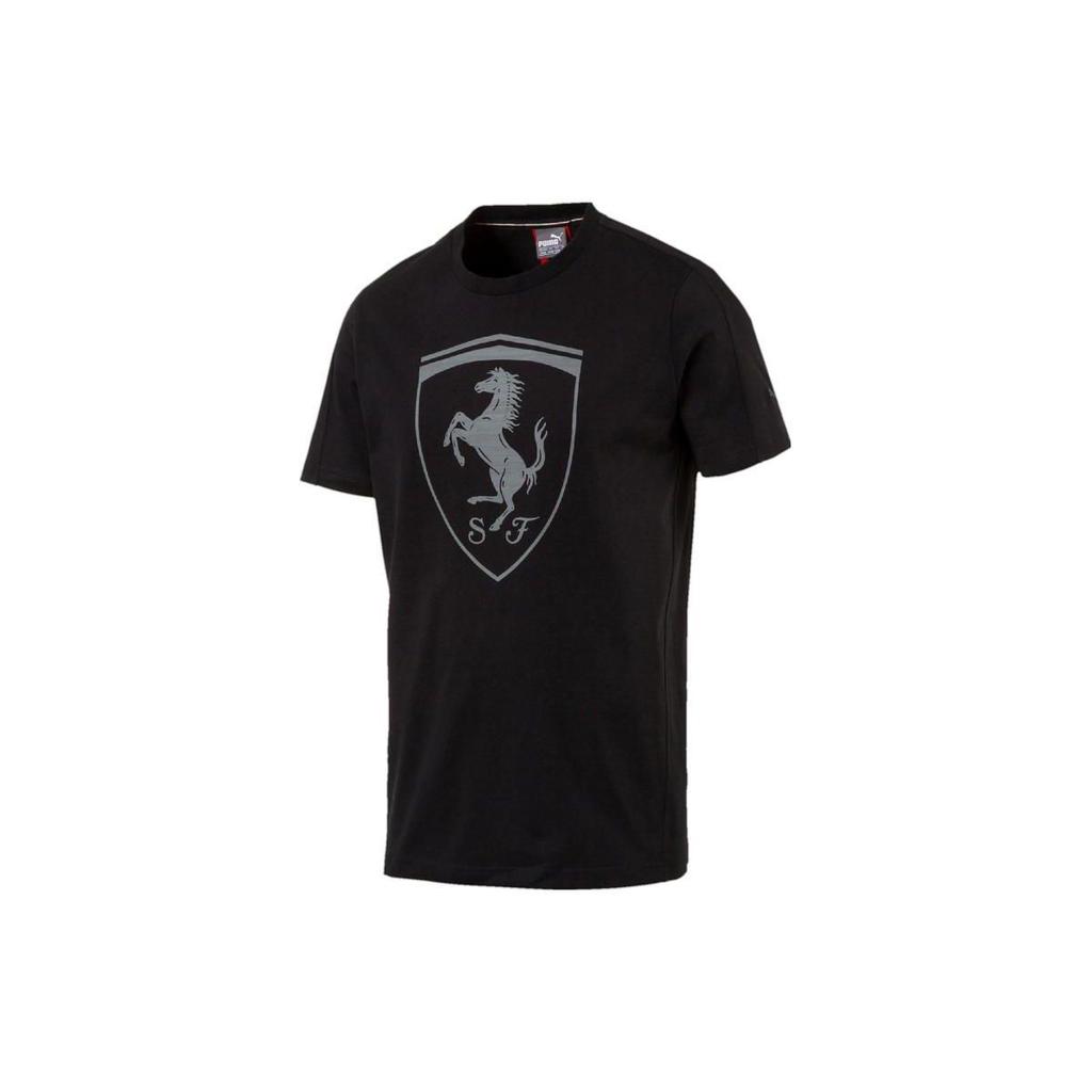 Puma Ferrari Series Logo Print American Vintage Casual Sports Breathable Moisture-Wicking Crew Neck Short Sleeve T-Shirt Men Tops Black 572805-01