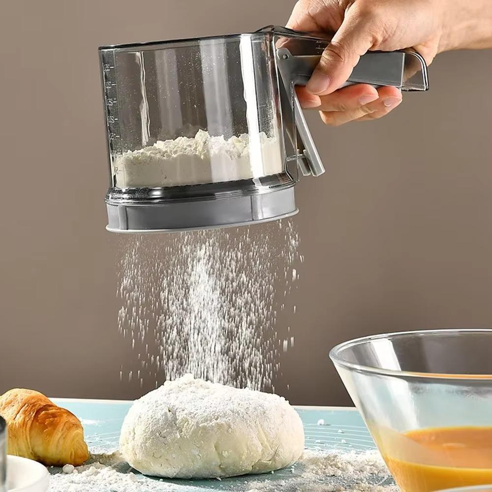 Manuelles Halbautomatisches Mehlsieb Handliches Puderzuckersieb Haushalt Mehlsieb Bäckerei