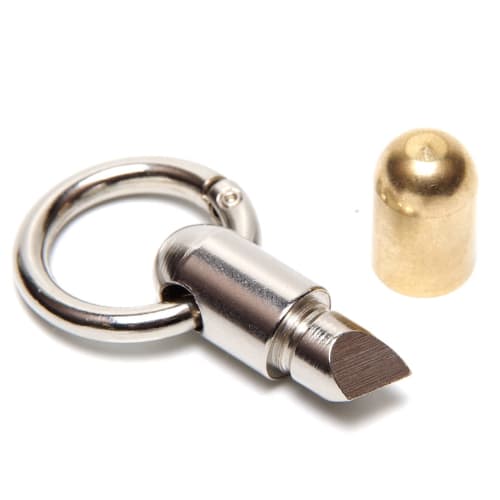 GoodsLand [Brass] Ultra-Small Knife Cutter Key Ring Outdoor Camping Mini Knife Keychain Fishing Compact Solo Camping Gear GD-CPSLNF