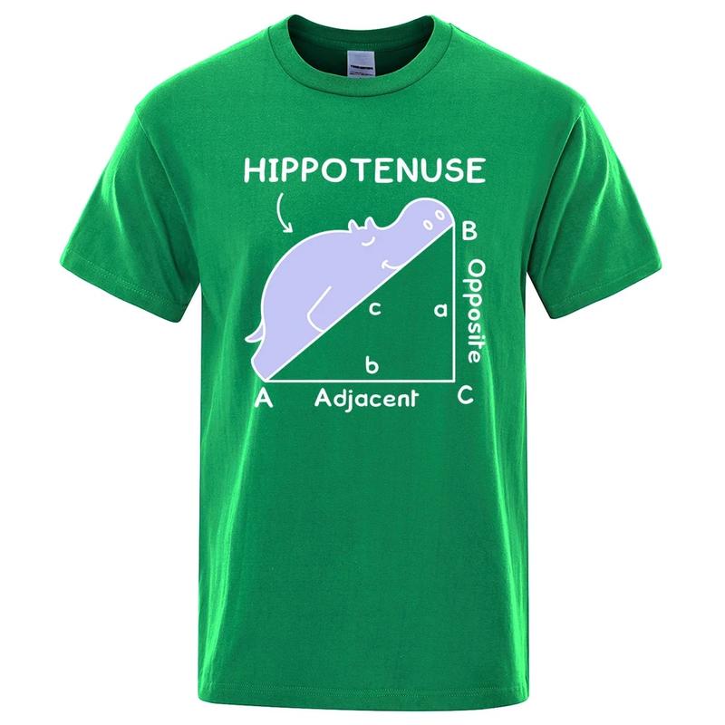 Hippo Sleeping On Math Problem Print Unisex Tshirts Summer Breathable ONeck Short Sleeve Haruku Loose Tshirt Cotton Tops