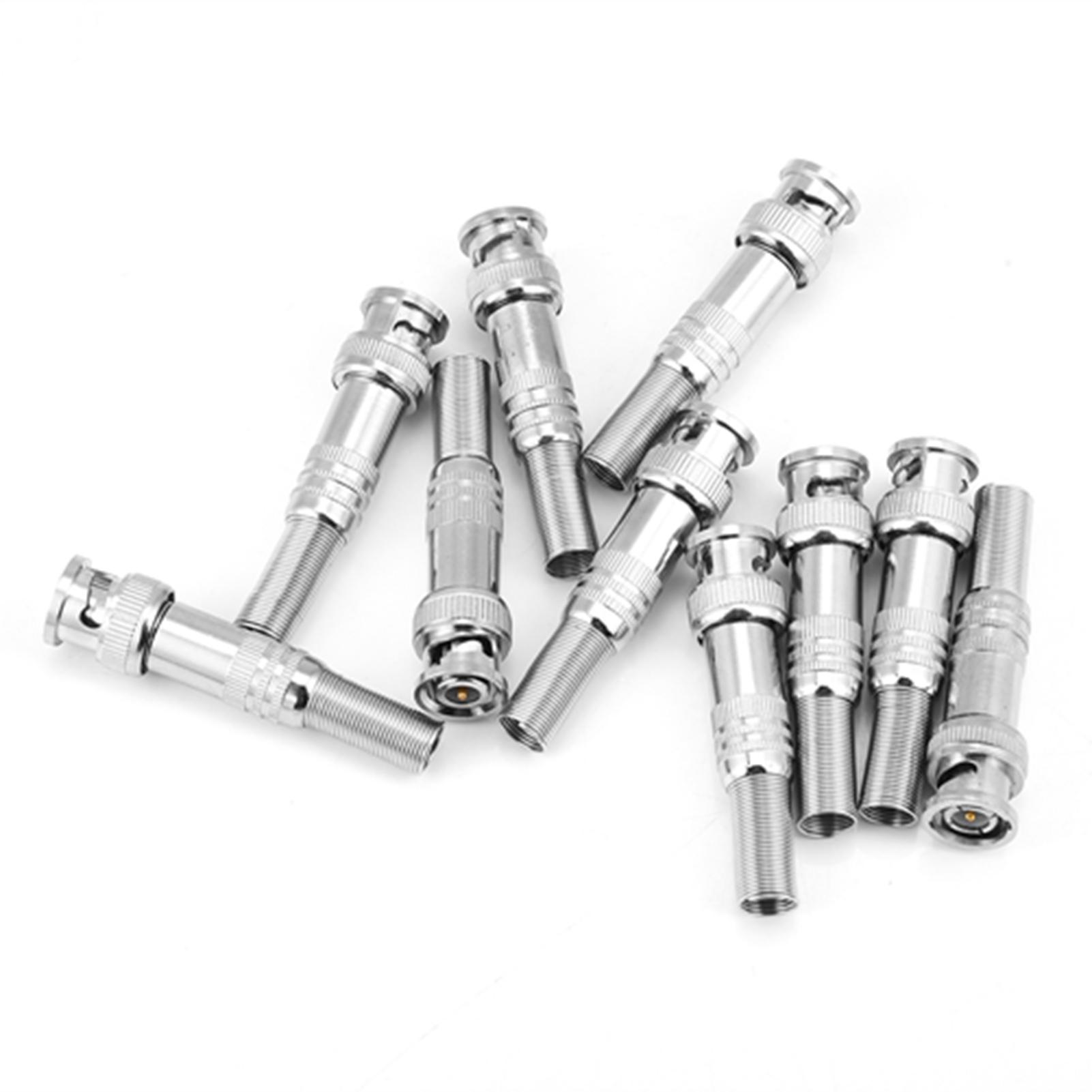 

10 Pcs Spring End BNC Male Plug Connector Adapter Screw Type for Coaxial RG59 CCTV Camera чорний