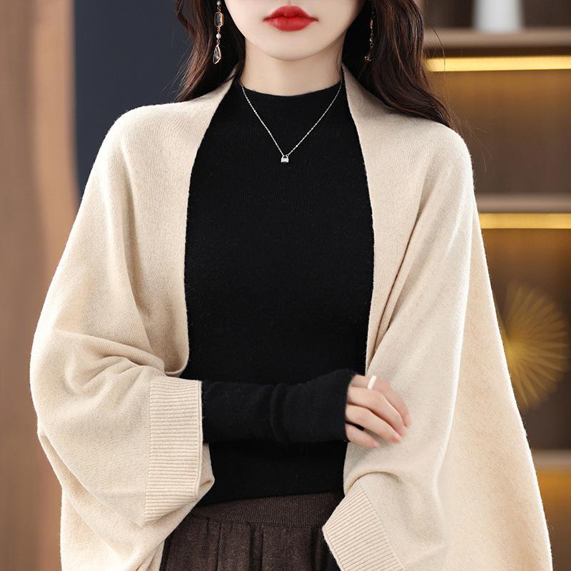 Women's 2023 Wool Batwing Scarf Sweater Cardigan - Loose Knit Autumn/Winter Shawl Style