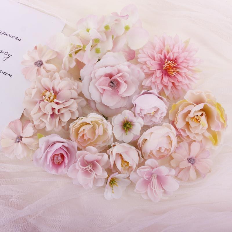 Rose Mixed Artificial Flowers Heads Silk Fake Flowers for Home Room Decor Wedding Decoration DIY Craft Garland Gifts Accessories