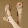 Retro Shoes Thick-soled Sponge Sandals New One-strap Chunky High Heels