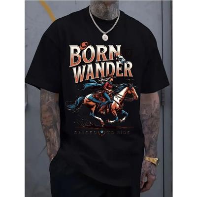 European Sizes Men's Casual Sportswear Short-sleeved Shirt, Trendy 2D Printed Pattern, Stretchy and Comfortable