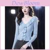 Romantic Lady Sweater With Vneck And Ruffle Details For Spring Casual Wear