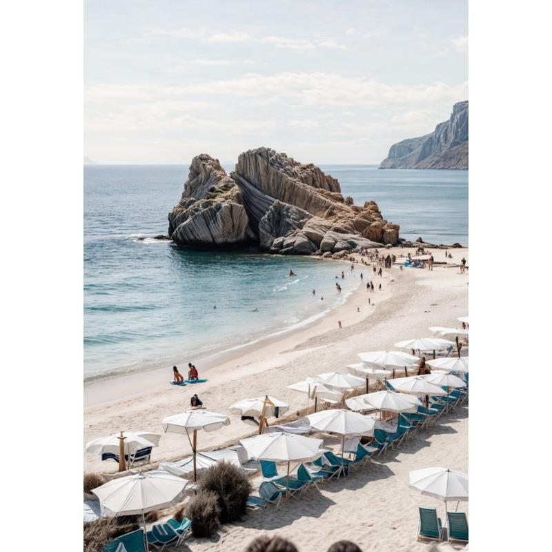 

Плакат с пейзажем прибрежного греческого острова, печать на холсте, печать на Санторини и Миконосе, современное настенное искусство, картина для домашнего декора 21cm×30cm NoFrame