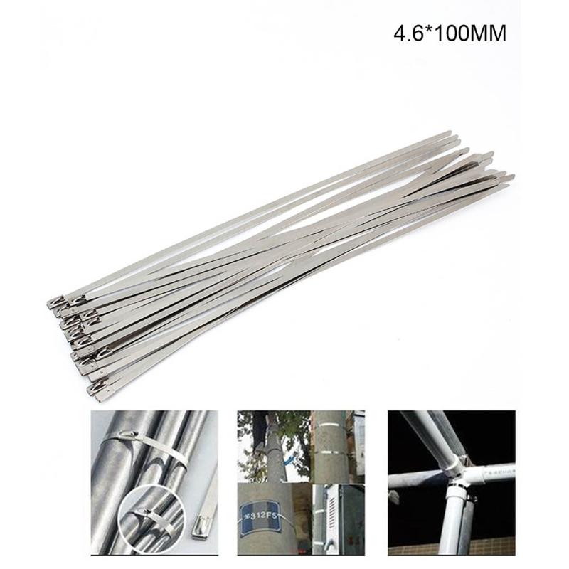 Metal Zip Ties 304 Stainless Steel Cable Tie Heavy Duty Self-Locking Strap Ties Multi-Purpose Metal Exhaust Wrap Lock