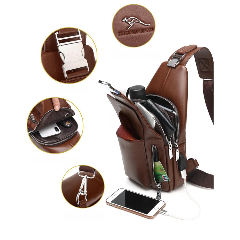 Men's Chest Bag USB One-shoulder Messenger Chest Bag Casual Fashion Bag Diagonal Backpack
