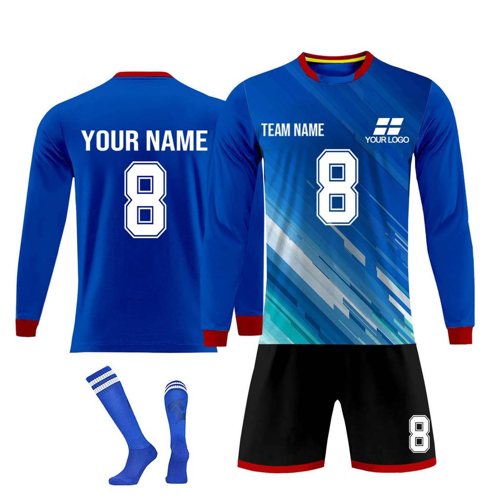 Personalisierte Shirts Kit Herren Mädchen mit Namen Nummer benutzerdefinierte Fußballtrikots für Jungen Trainingsanzug