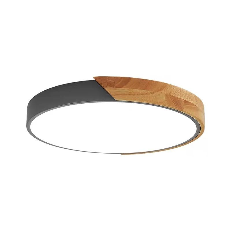 Modern LED Ceiling Light Wooden Round Macaron Chandelier for Bedroom Living Room Dining Hall Hallway Home Decor