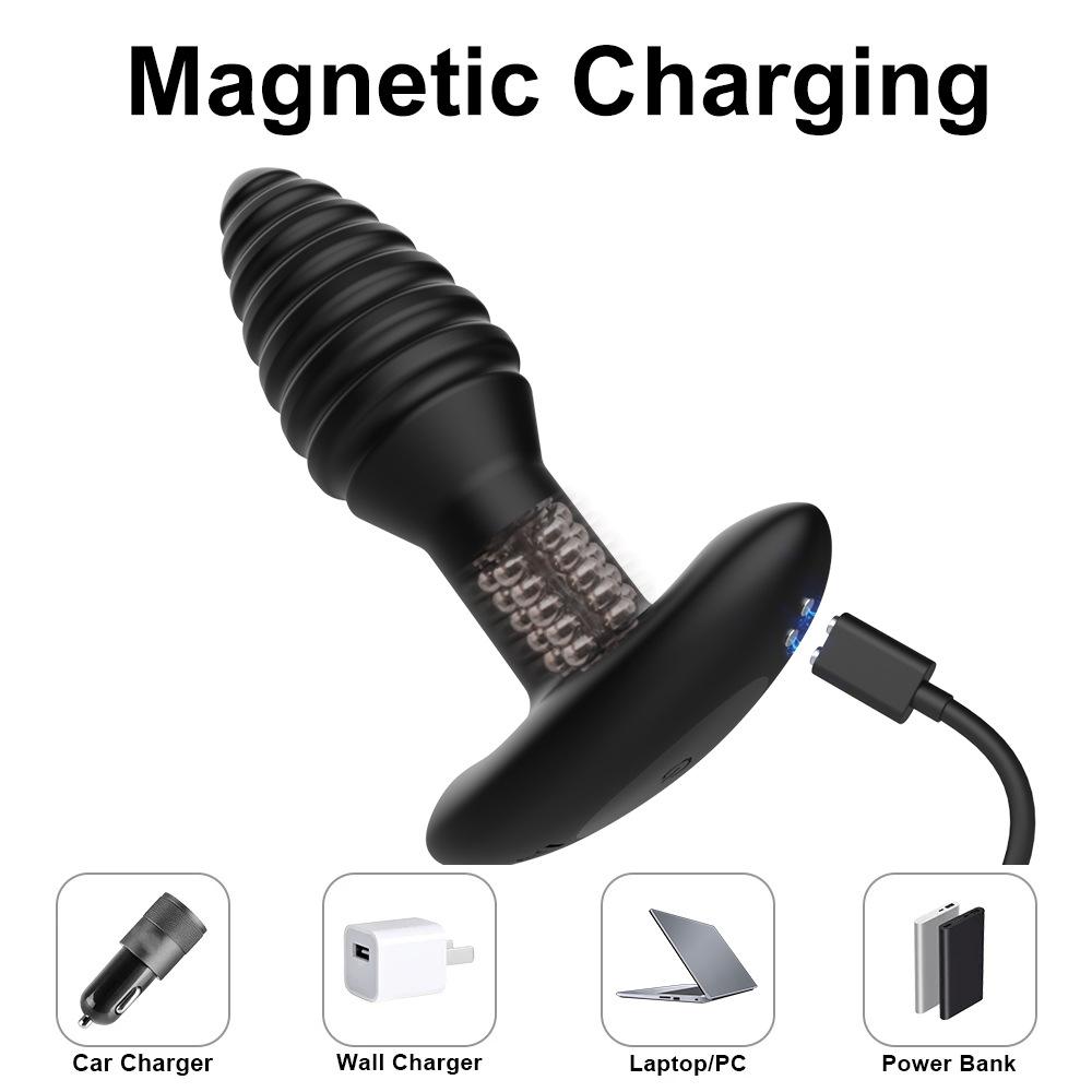 Wireless Remote Rotating Prostate Massager - Silicone Anal Vibrator for Men