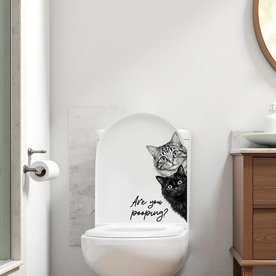 Are You Pooping Toilet Lid Stickers Funny Animals Toilet Seat Tank Lid Cover Decals Removable PVC Wall Sticker for Bathroom Washroom