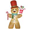 7.5ft Christmas Inflatable Gingerbread Man with Candy Cane, Blow-Up Outdoor Garden Display for Lawn, Party