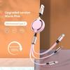 2025 New 3 in1 Data Cable Fast USB Cable For Huawei Honor Retractable Portable Micro USB Type C Charger Cable For IOS Samsung