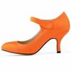 Zapatos de tacón alto informales de charol con tiras en el tobillo para mujer, 7 cm, tacón medio, cómodos, redondos, de boca baja, para trabajo, boda, color rojo