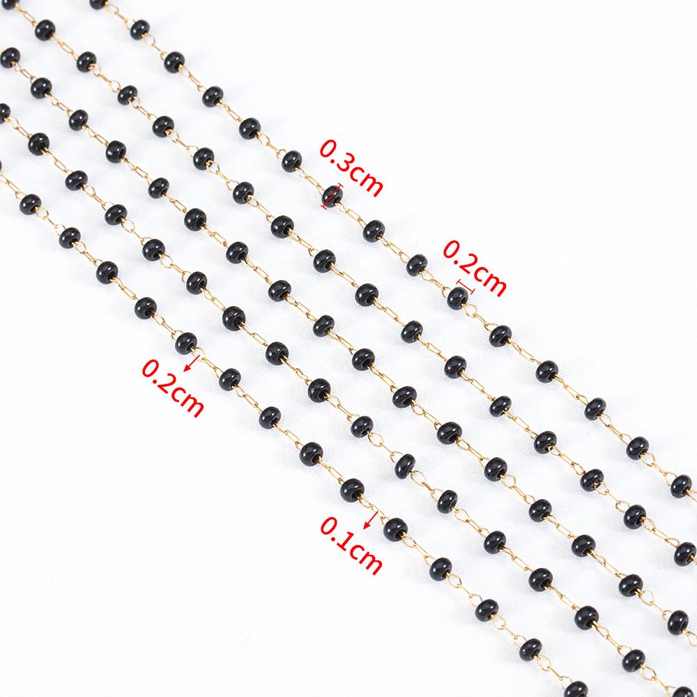 

1M Stainless Steel Imitation Pearl Ball Green Crystal Beaded Chain Golden Chains for DIY Women Necklace Bracelets Jewelry Making 1 meter чёрный