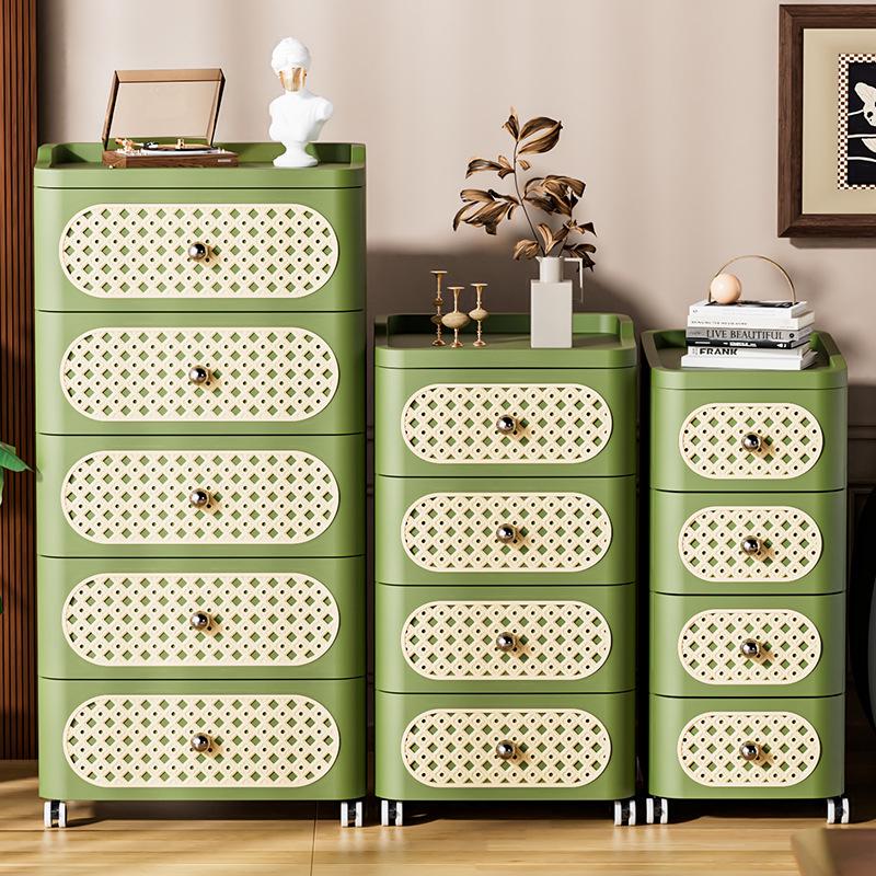 Nordic Style Movable Storage Cabinet with Drawers for Living Room or Bedroom